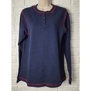 Pajamagram Sleep top Hers Waffle weave Size Sm Blue long sleeve Small NWT